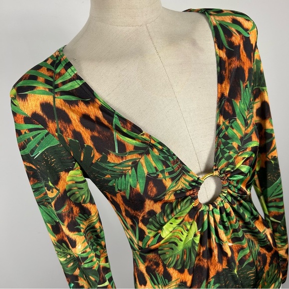 ❤️ MISSGUIDED Tropical Print Long Sleeve Top 8 - Picture 5 of 13
